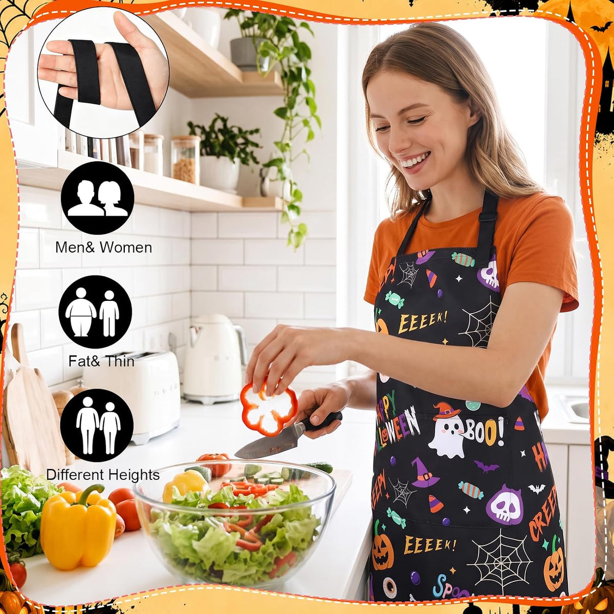 Halloween Apron Waterproof Spooky Pumpkin Cooking Aprons