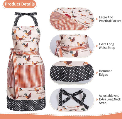 Women Kitchen Apron with Pockets for Cooking, Baking,Gardening
