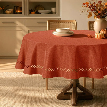 MIULEE Pink Rectangle Tablecloth with Decorative Cutouts 52x70 Inch