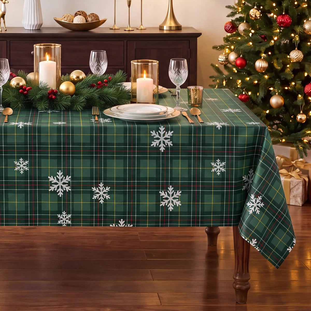 Romanstile Rectangle Vinyl Tablecloth, 100% Waterproof Buffalo Gingham Plastic Table Cloth, Heavy Duty Wipeable Checkered Table Covers for Outdoor, Camping, Picnic, Patio - 54 x 78, Light Blue