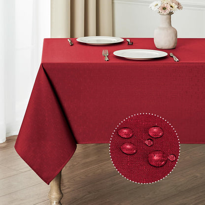 Veblandy Rectangle Tablecloth Linen Textured Waterproof & Stain Resistant Table Cloth Wrinkle Free Decorative Fabric Farmhouse Table Cover for Dining/Party/Buffet/Wedding, 60 x 104 Inch, Sage Green