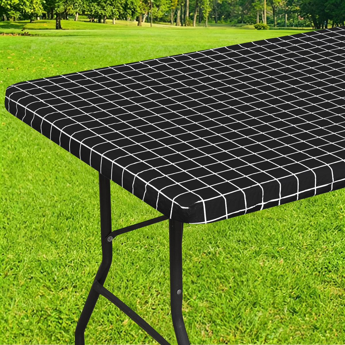 Smiry 6 Foot Picnic Table Cloth, Flannel Backed Fitted Vinyl tablecloths