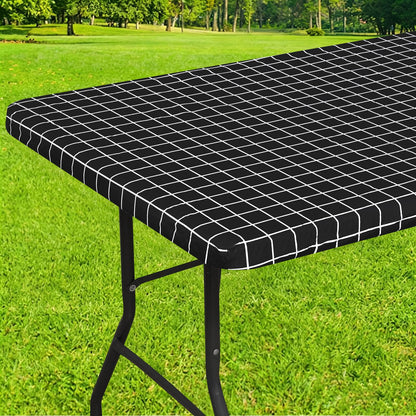Smiry 6 Foot Picnic Table Cloth, Flannel Backed Fitted Vinyl tablecloths
