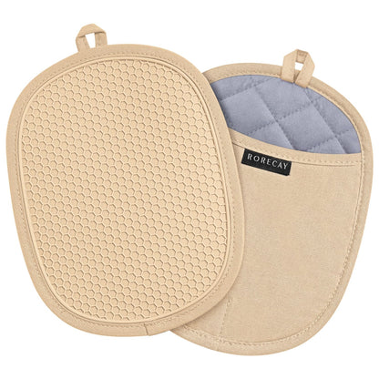 RORECAY 2-Pack Silicone Pot Holders for Kitchen, Hot Pads with Pocket, Gray