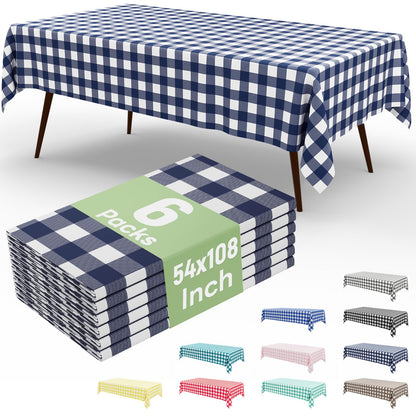 misaya 4 Packs Buffalo Disposable Table Cloth, 54 x 108 Inch Waterproof Plastic Tablecloth, Rectangle Red and White Checkered Table Covers for Picnic, Birthday, Party, Back to School