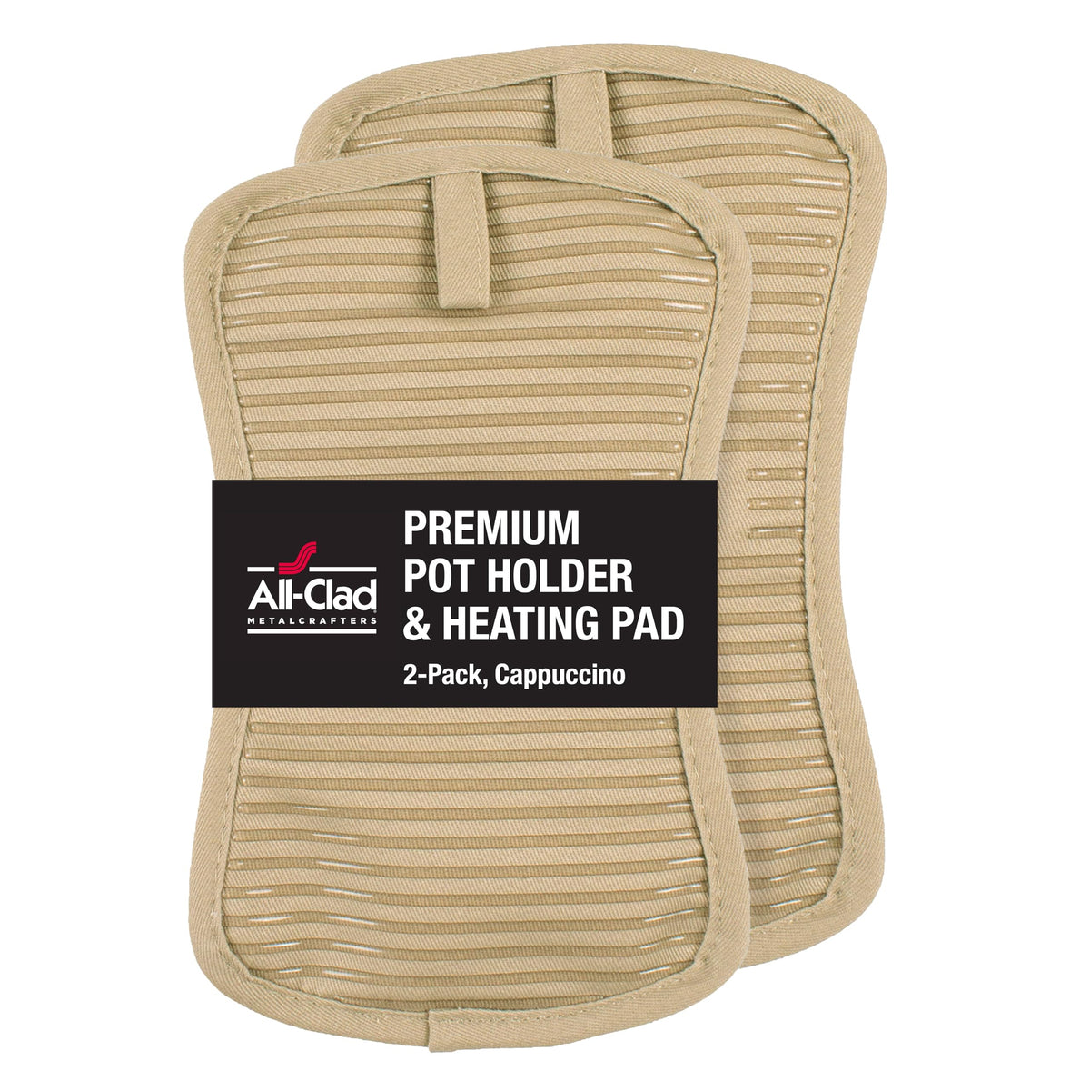 All-Clad Premium Pot Holder & Hot Pad: Heat Resistant to 500 Degrees - 100% Cotton, 10"x6.25" Hot Pad for Kitchen and Barbeque, (2-Pack), Almond
