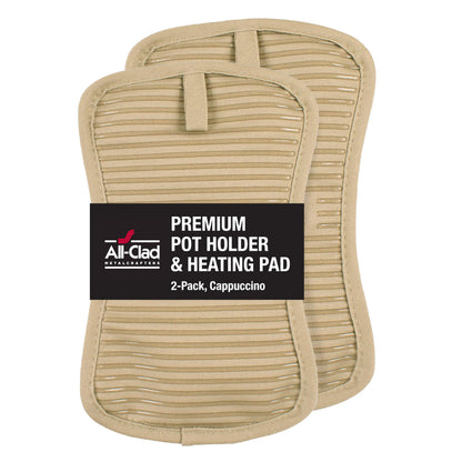 All-Clad Premium Pot Holder & Hot Pad: Heat Resistant to 500 Degrees - 100% Cotton, 10"x6.25" Hot Pad for Kitchen and Barbeque, (2-Pack), Almond