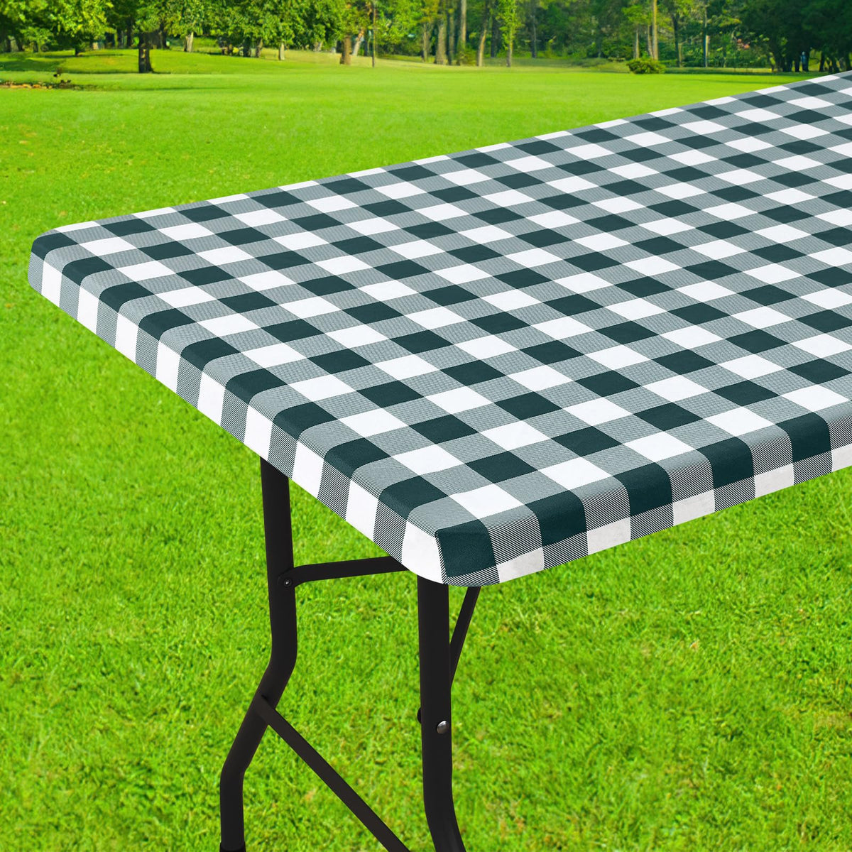 Smiry 6 Foot Picnic Table Cloth, Flannel Backed Fitted Vinyl tablecloths