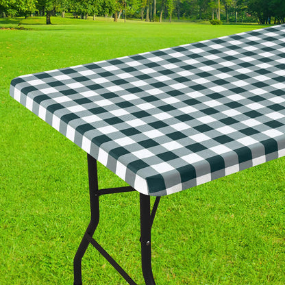Smiry 6 Foot Picnic Table Cloth, Flannel Backed Fitted Vinyl tablecloths