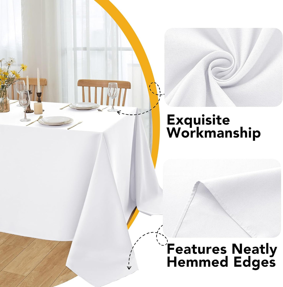 10-Pack White Tablecloths for Rectangle Tables, 60 x 102 Inches