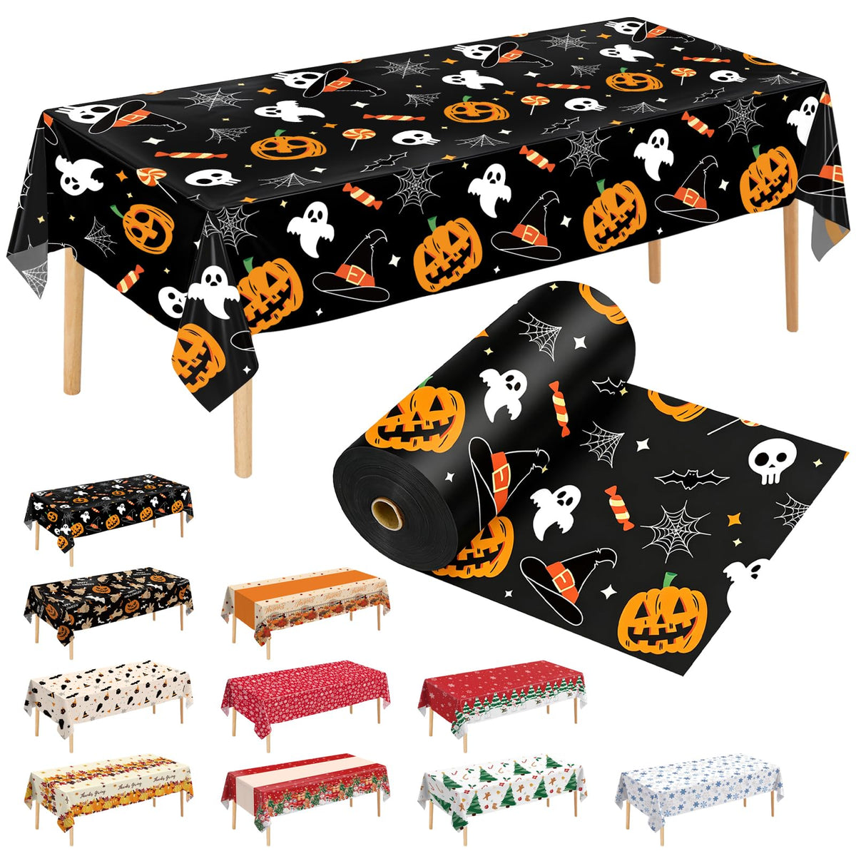 54 Inch X 300 Feet Plastic Table Cover Roll Premium Disposable Plastic Tablecloth for All Type/Shape Tables | Picnic, Party, Banquet, Birthdays, Weddings (Blue, 54 Inch X 300 Feet)