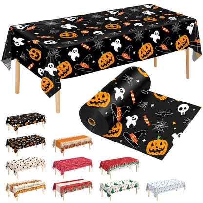 54 Inch X 300 Feet Plastic Table Cover Roll Premium Disposable Plastic Tablecloth for All Type/Shape Tables | Picnic, Party, Banquet, Birthdays, Weddings (Blue, 54 Inch X 300 Feet)