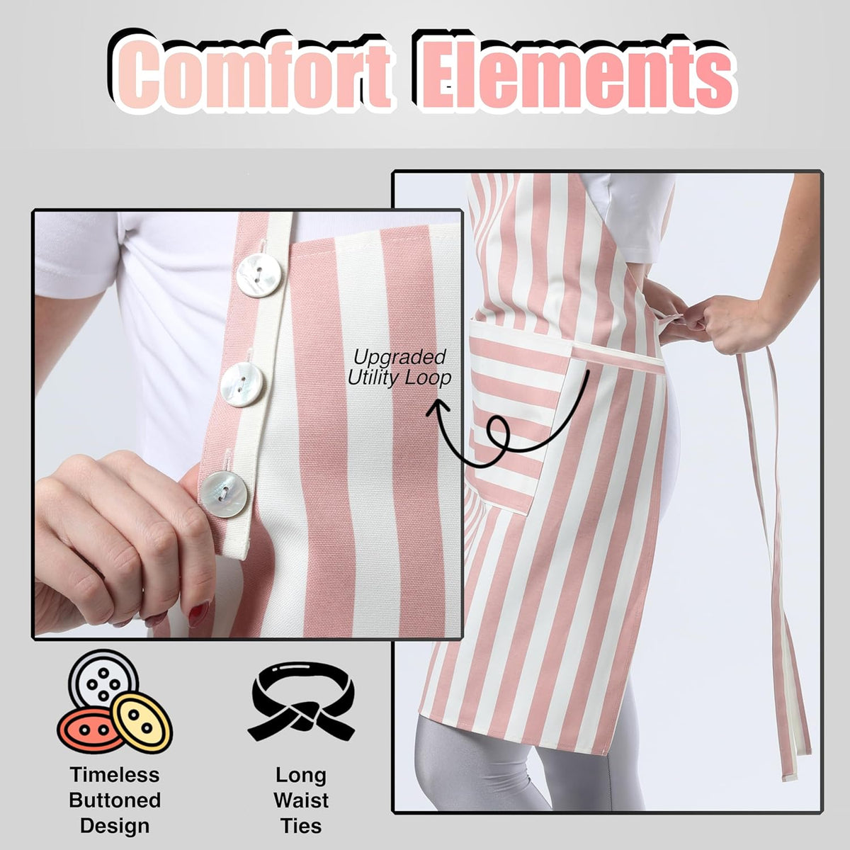 TOSHEX Kitchen Apron Cotton Waterdrop Resistant Adjustable Button Women Men