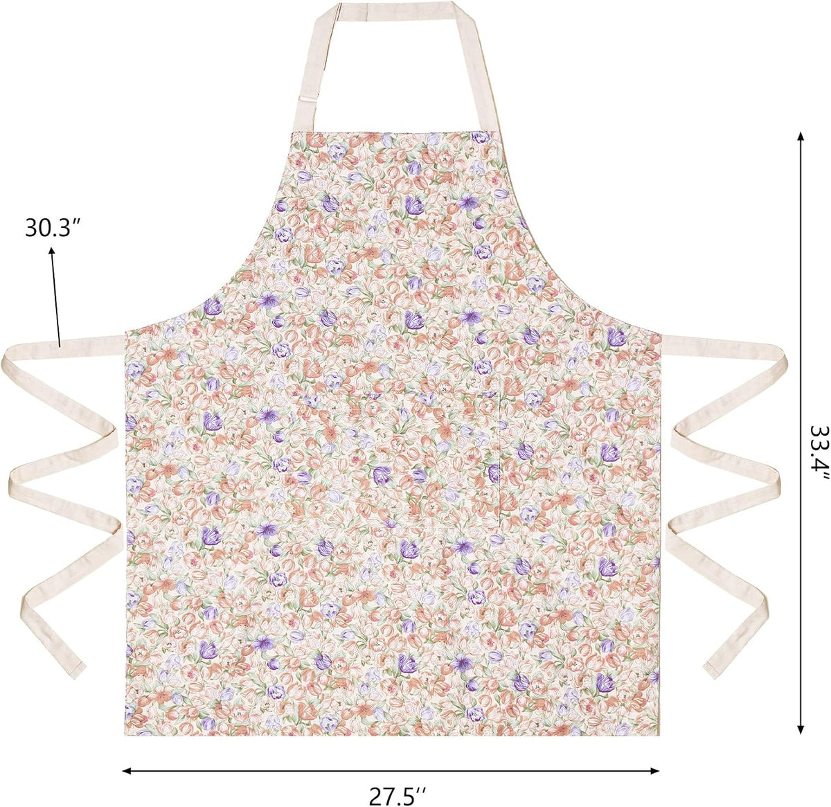 Aoomzoon Kitchen Aprons for Women with 2 Pockets,Double Sided Vintage Adjustable Apron for Gardening Cooking Arting Painting