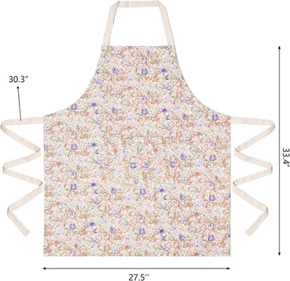 Aoomzoon Kitchen Aprons for Women with 2 Pockets,Double Sided Vintage Adjustable Apron for Gardening Cooking Arting Painting