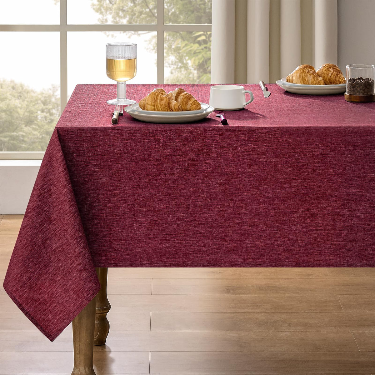 Decorelia Linen Textured Fall Tablecloth Rectangular Burnt Orange, 52"x70"