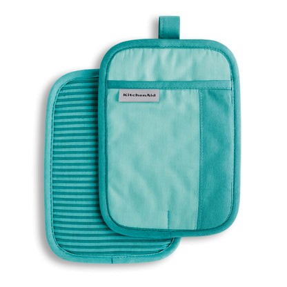 KitchenAid Beacon Two-Tone Non-Slip Pot Holder Set, Pistachio/Graphite Green, 7"x10", 2 Piece