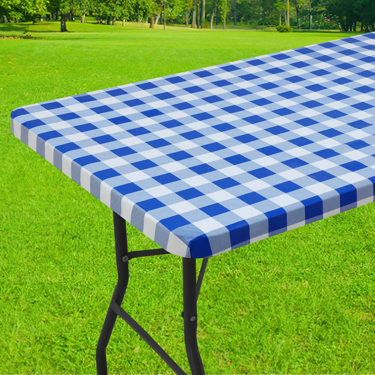 Smiry 6 Foot Picnic Table Cloth, Flannel Backed Fitted Vinyl tablecloths
