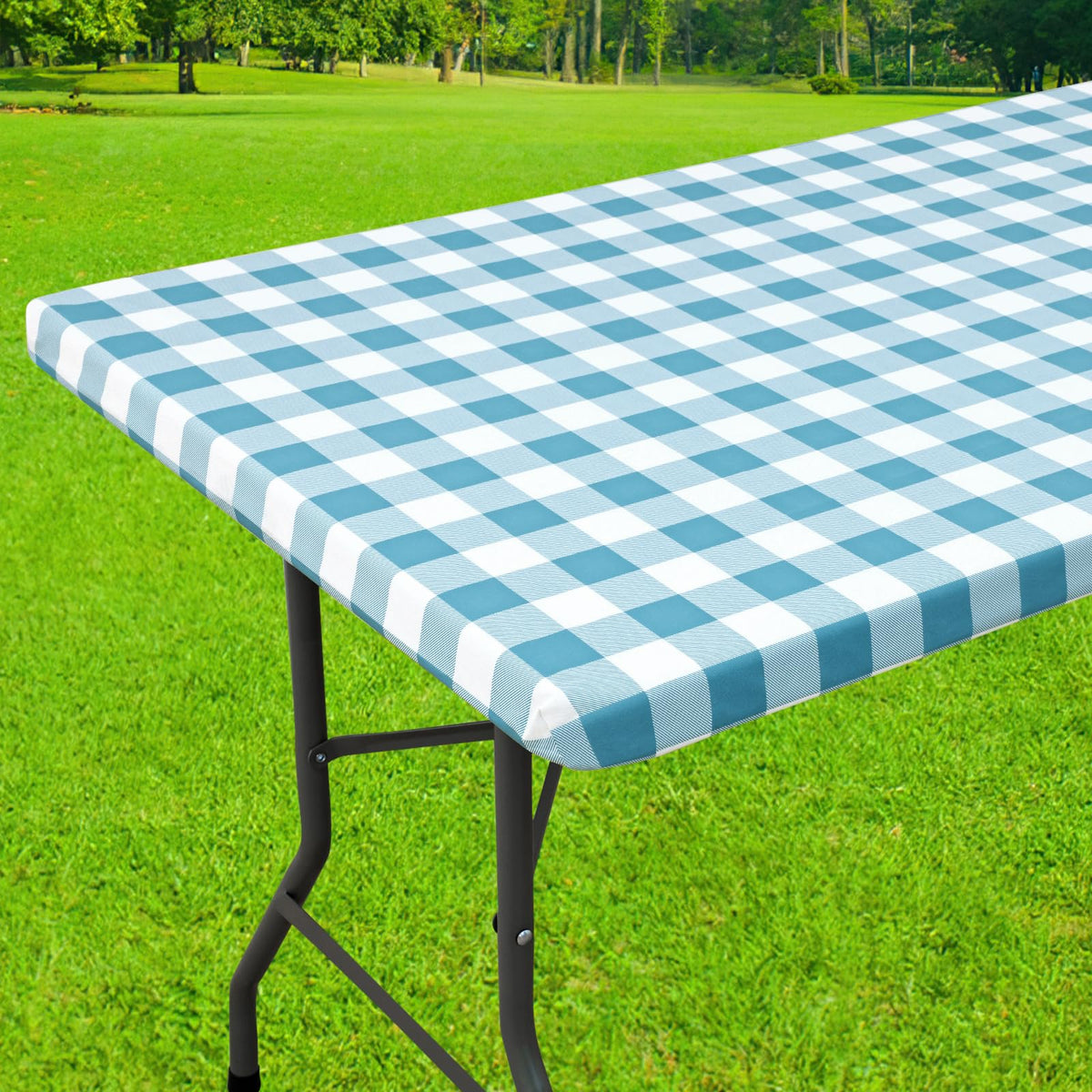 Smiry 6 Foot Picnic Table Cloth, Flannel Backed Fitted Vinyl tablecloths