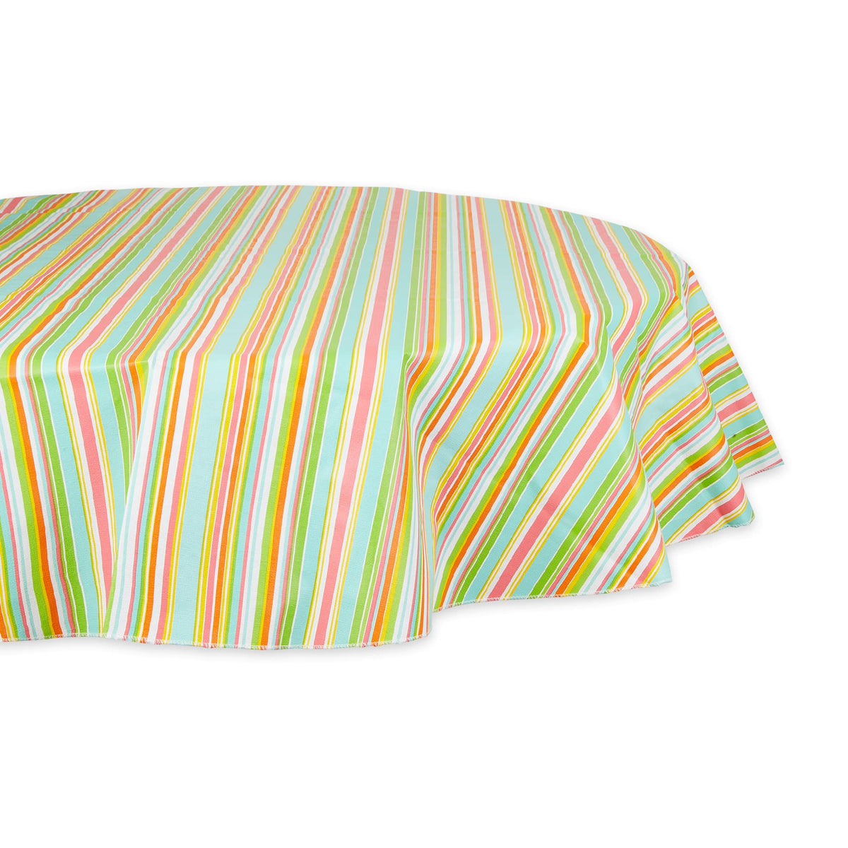 DII Vinyl Tabletop Collection Indoor/Outdoor Spill-Proof Flannel Backed Tablecloth, Rectangle, 60x84, Summer Stripe