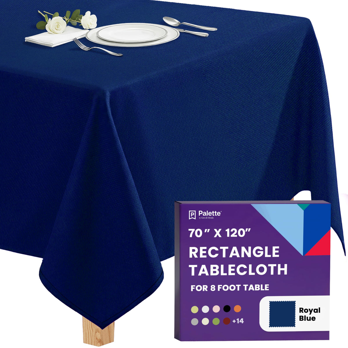 Gee Di Moda Rectangle Tablecloth - 70 x 120 Inch Navy Blue Table Cloth for 6 or 8 Foot Rectangle Tables - Heavy Duty Washable Fabric - for Holiday Party, Dinner, Weddings, Baby Shower & Events