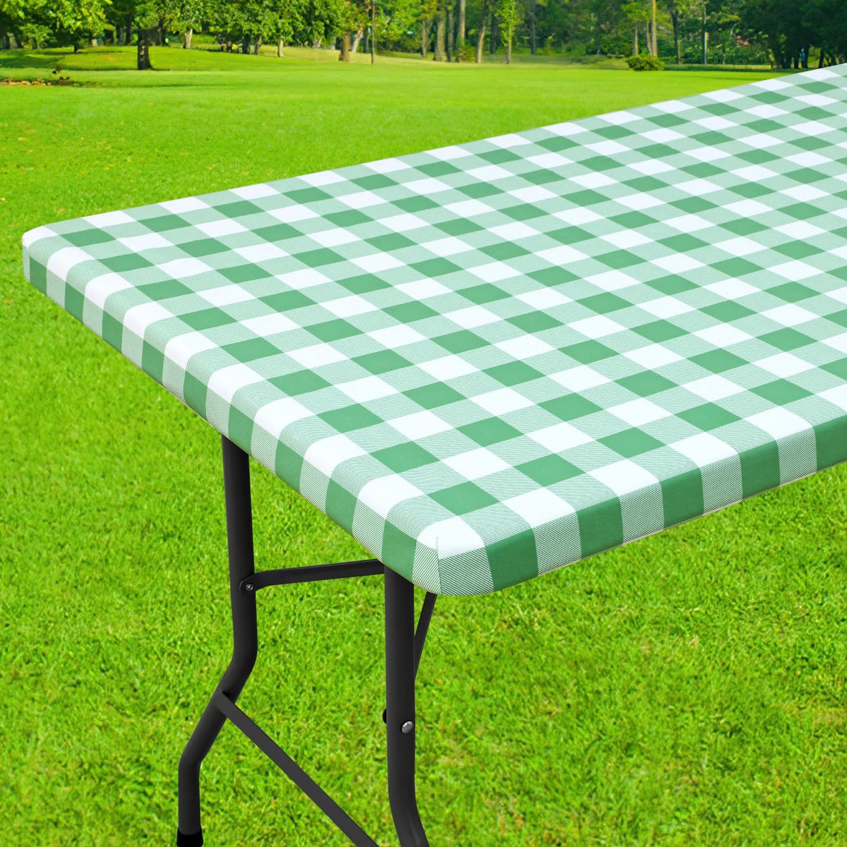Smiry 6 Foot Picnic Table Cloth, Flannel Backed Fitted Vinyl tablecloths