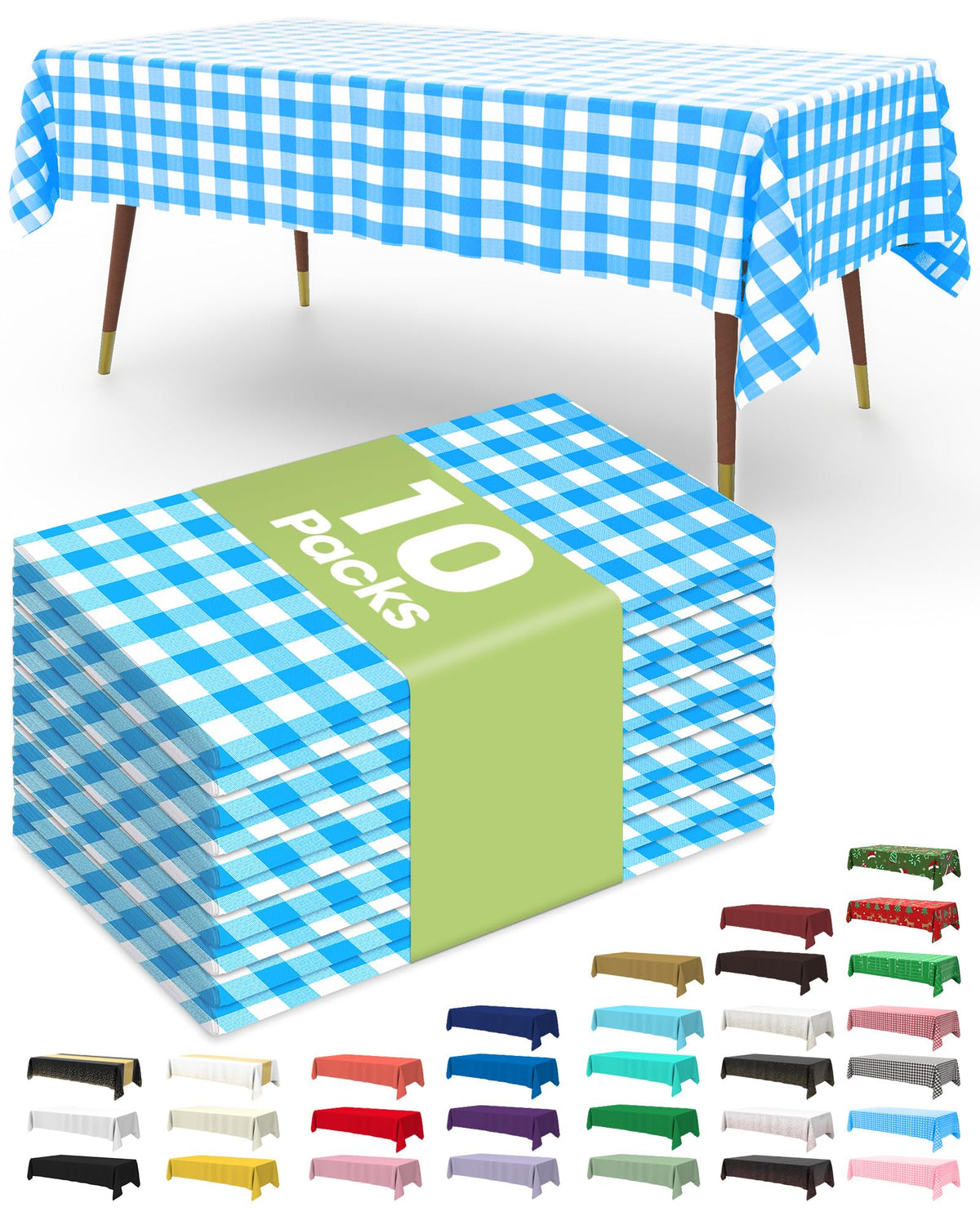 Pureegg Plastic Table Cloth Disposable 10 Pack, 54 x 108 Inch Table Cloths, Easter Party, Valentines, Mothers Day Decorations, Tablecloths, Rectangle, Pastel Plastic Cover, Leakproof & Sturdy, Pink