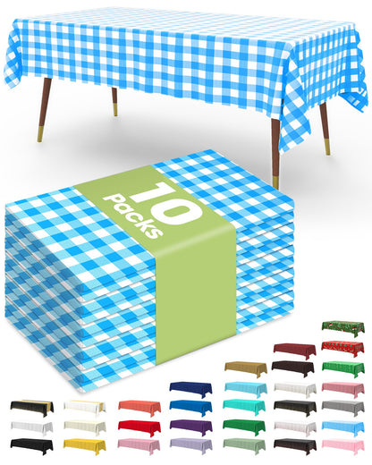 Pureegg Plastic Table Cloth Disposable 10 Pack, 54 x 108 Inch Table Cloths, Easter Party, Valentines, Mothers Day Decorations, Tablecloths, Rectangle, Pastel Plastic Cover, Leakproof & Sturdy, Pink