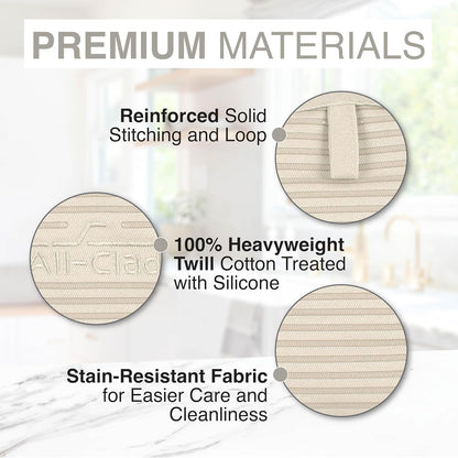All-Clad Premium Pot Holder & Hot Pad: Heat Resistant to 500 Degrees - 100% Cotton, 10"x6.25" Hot Pad for Kitchen and Barbeque, (2-Pack), Almond