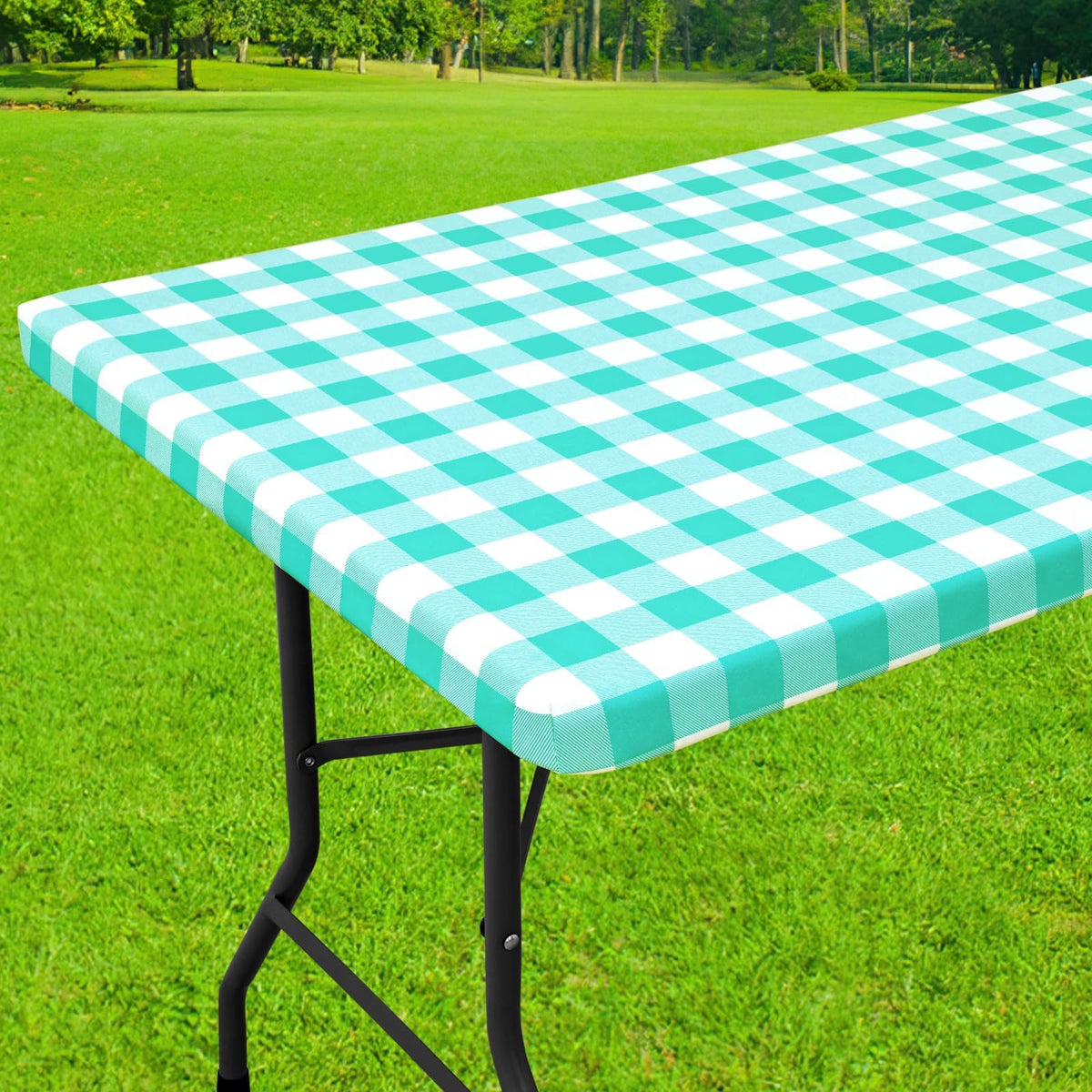 Smiry 6 Foot Picnic Table Cloth, Flannel Backed Fitted Vinyl tablecloths