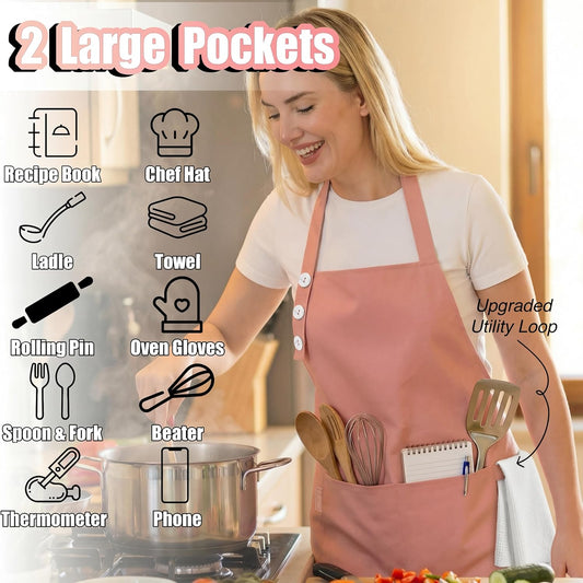 TOSHE Kitchen Apron for Women & Men Waterdrop Resistant, Adjustable Button