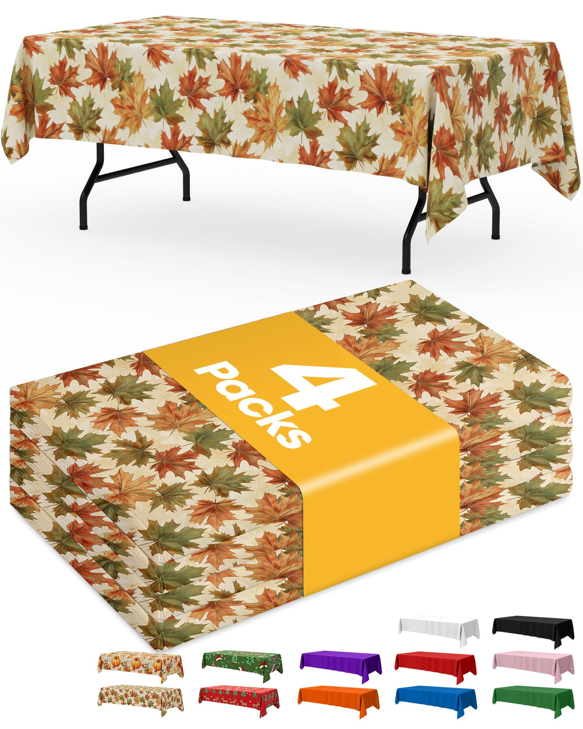 Niuara Black Plastic Table Cloth Disposable, 4 Pack, 54 x 108 in