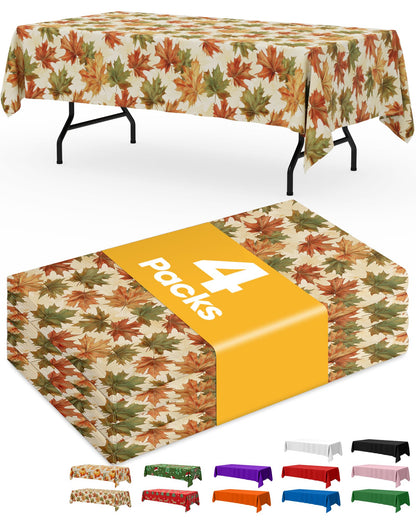 Niuara White Plastic Table Cloth - 4 Pack 54" × 108" Rectangle Disposable Tablecloths for 6FT Tables, Table Cover for Party, Holiday & Gathering Use