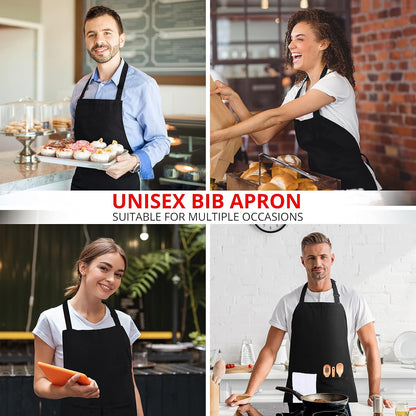 Utopia Kitchen Bib Aprons 2 Pack Adjustable With 2 Pockets 100% Polyester