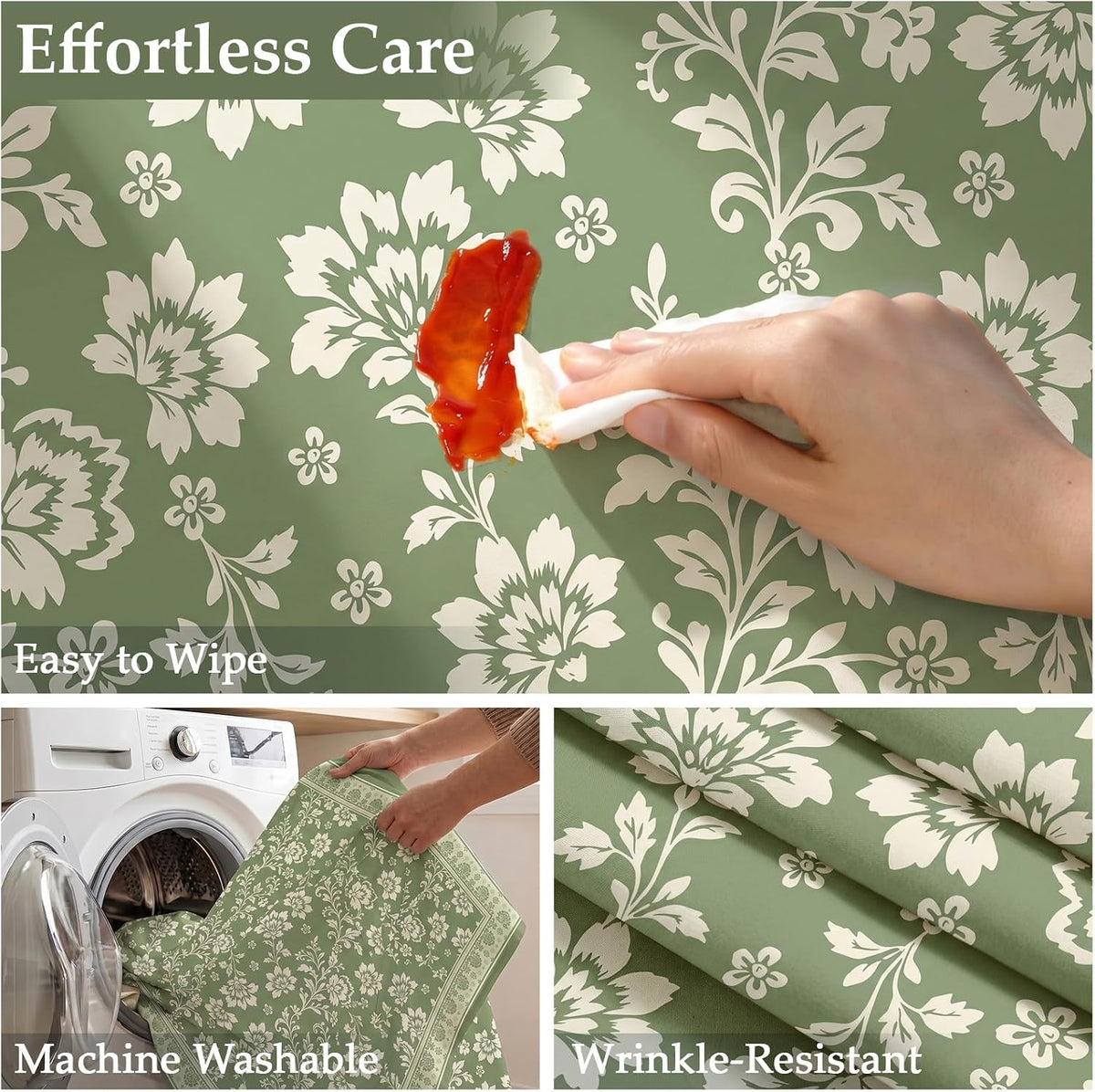 pickyNproud Waterproof Tablecloth Floral Table Cloth Spill Proof Rectangle Tablecloths for Dining Room, Wipeable Fabric Table Cover for Kitchen