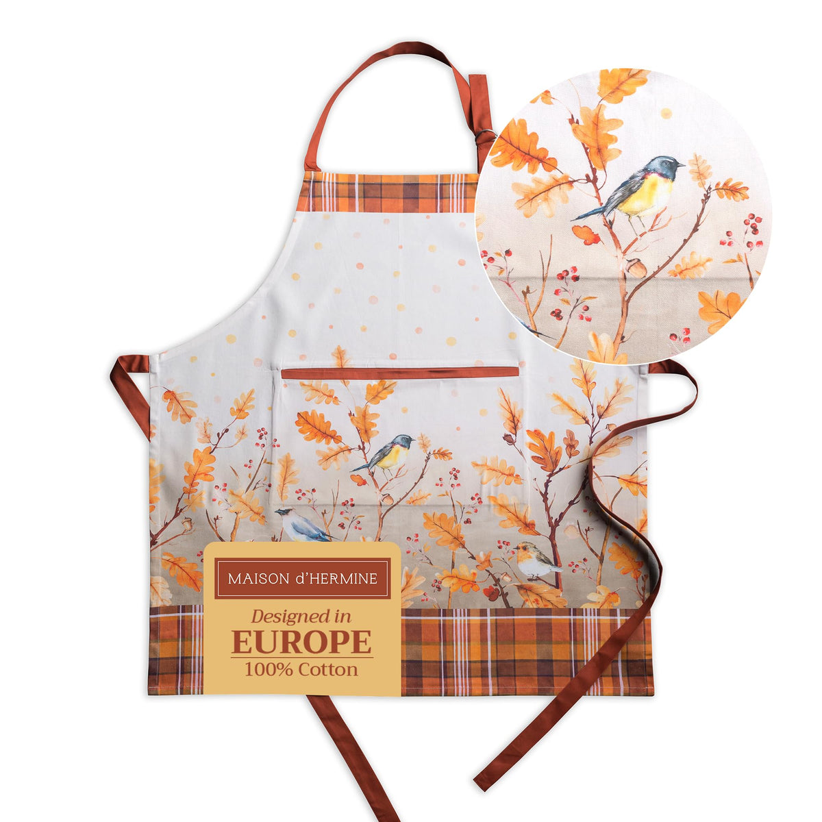 Maison d' Hermine Aprons for women with Pocket 100% Cotton (27.50"x31.50")