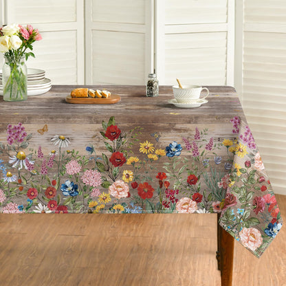 Horaldaily Spring Tablecloth 60 x 120 Inch Rectangular Flowers Brown