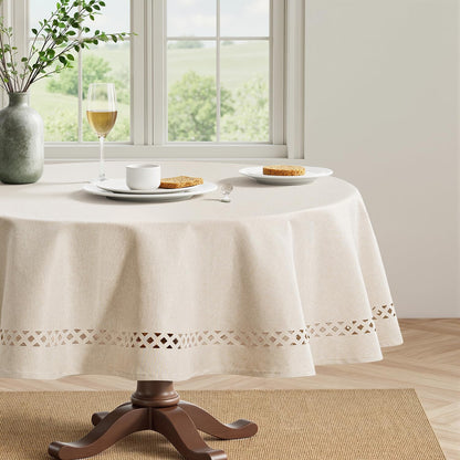 MIULEE Pink Rectangle Tablecloth with Decorative Cutouts 52x70 Inch