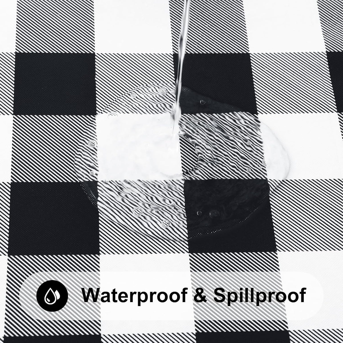 Smiry 6 Foot Picnic Table Cloth, Flannel Backed Fitted Vinyl tablecloths