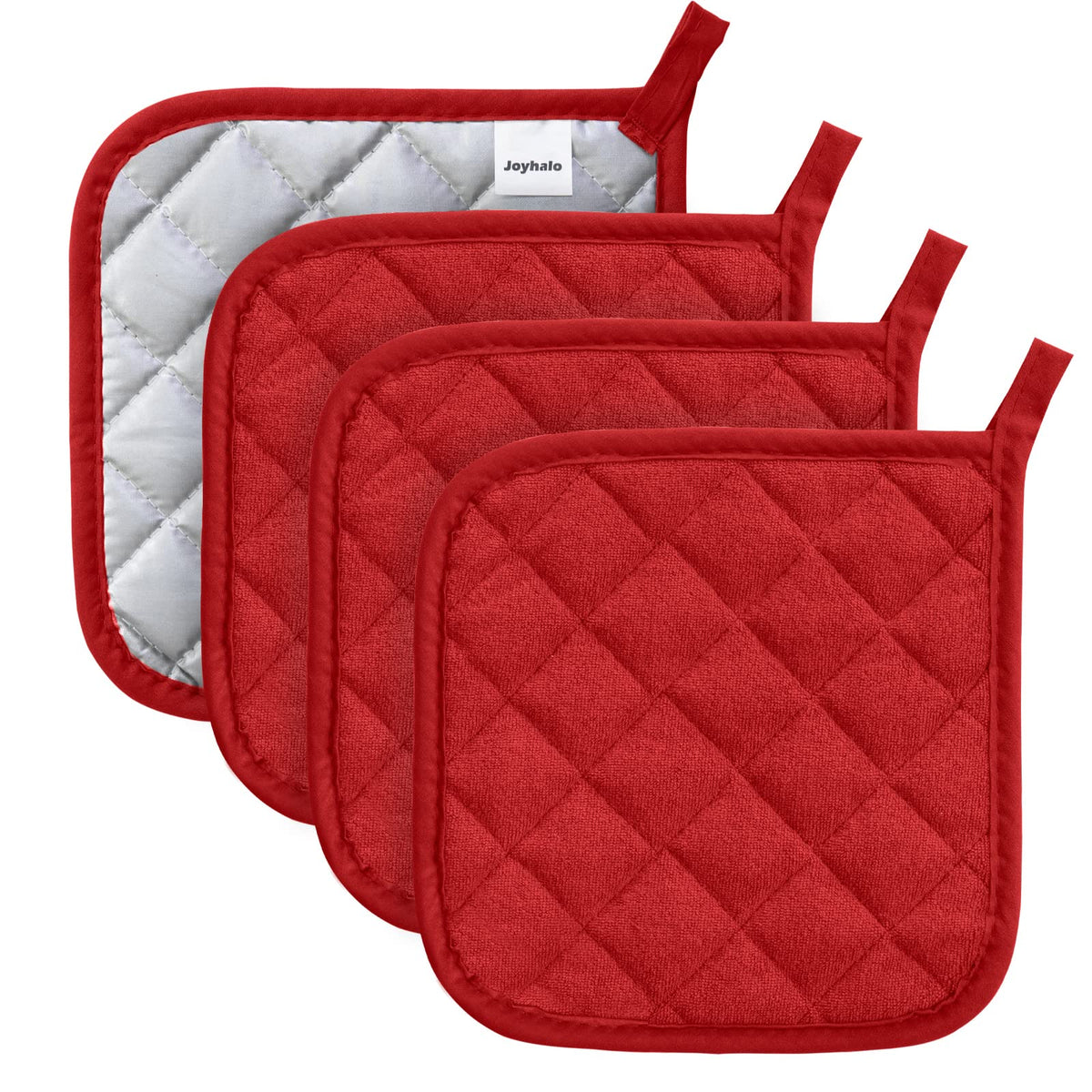 Joyhalo 4 Pack Heat Resistant Pot Holders - Terry Cloth Sets for Cooking & Baking