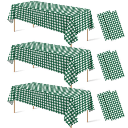3 Pcs Sage Green Gingham Tablecloths, Checkered Table Covers 54 x 108 Inch