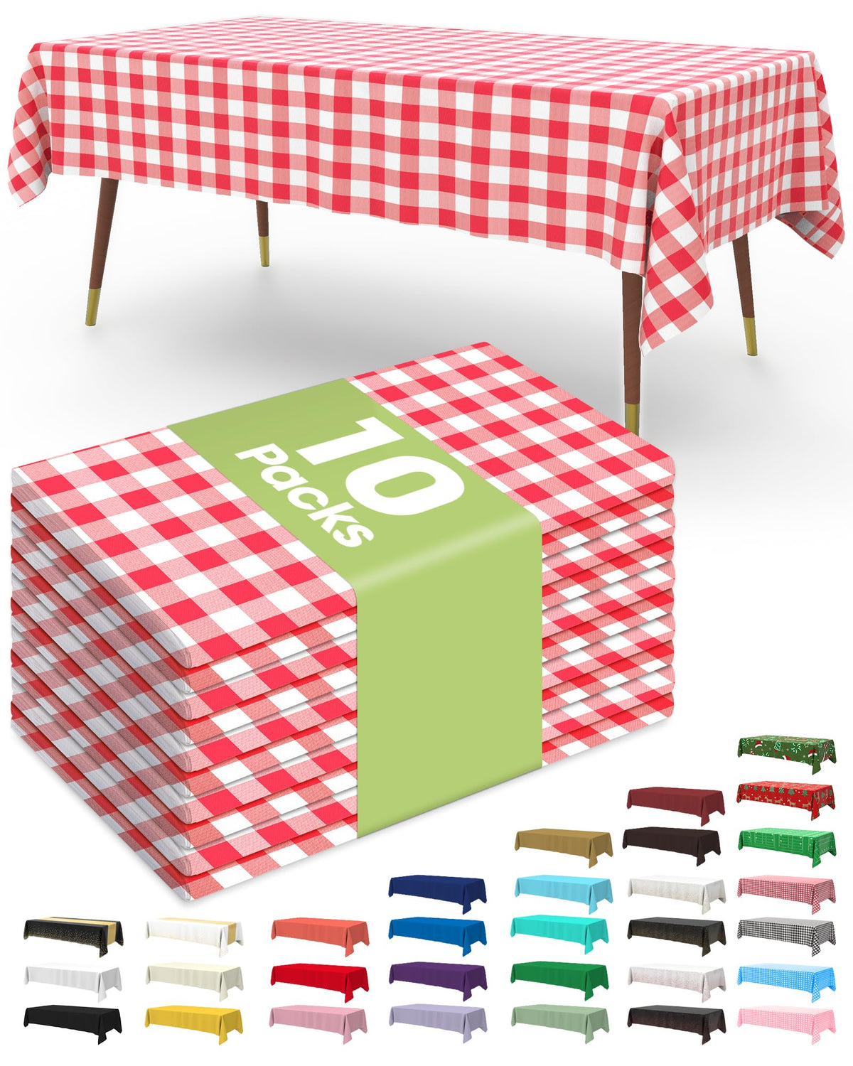 Pureegg Plastic Table Cloth Disposable 10 Pack, 54 x 108 Inch Table Cloths, Easter Party, Valentines, Mothers Day Decorations, Tablecloths, Rectangle, Pastel Plastic Cover, Leakproof & Sturdy, Pink
