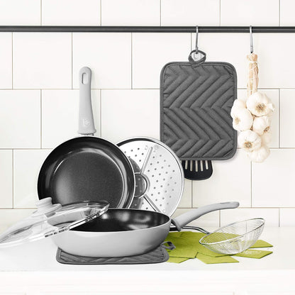5Pack Pocket Pot Holders Cotton Heat Resistant Potholder Multipurpose Hot Pads Machine Washable Oven Mitts Cooking Pads Bulk for Daily Kitchen Baking and Cooking 8.9 x 6.9 Inch Grey