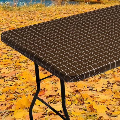Smiry 6 Foot Picnic Table Cloth, Flannel Backed Fitted Vinyl tablecloths