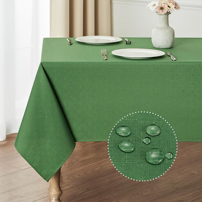 Veblandy Rectangle Tablecloth Linen Textured Waterproof & Stain Resistant Table Cloth Wrinkle Free Decorative Fabric Farmhouse Table Cover for Dining/Party/Buffet/Wedding, 60 x 104 Inch, Sage Green