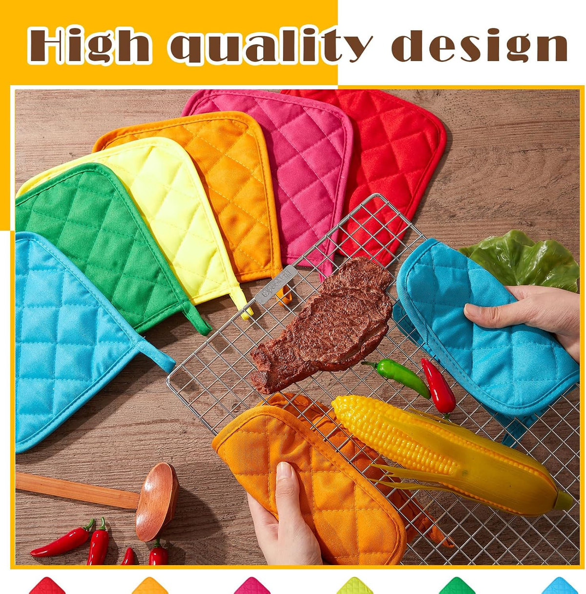 Bokon 12 Pcs Pot Holders Bulk for Kitchen, Multicolor Cotton Hot Pads