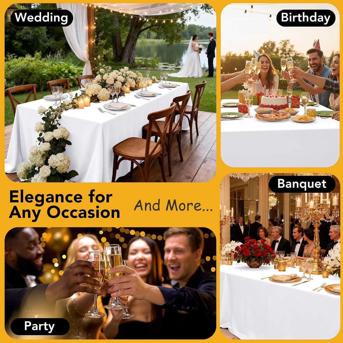 10-Pack White Tablecloths for Rectangle Tables, 60 x 102 Inches