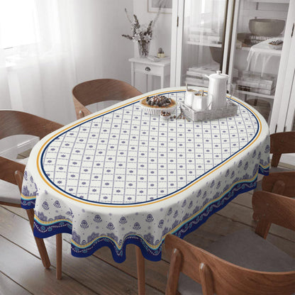 Rectangle Tablecloth - 60 x 120 Inch Blue Bohemia Rustic Tablecloth Classic French Country Printed Table Cover Farmhouse Decoration, Suitable for Home, Kitchen Dining