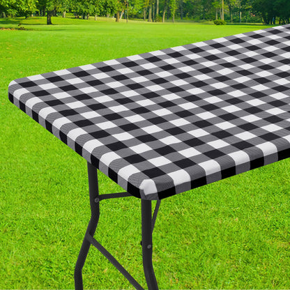 Smiry 6 Foot Picnic Table Cloth, Flannel Backed Fitted Vinyl tablecloths
