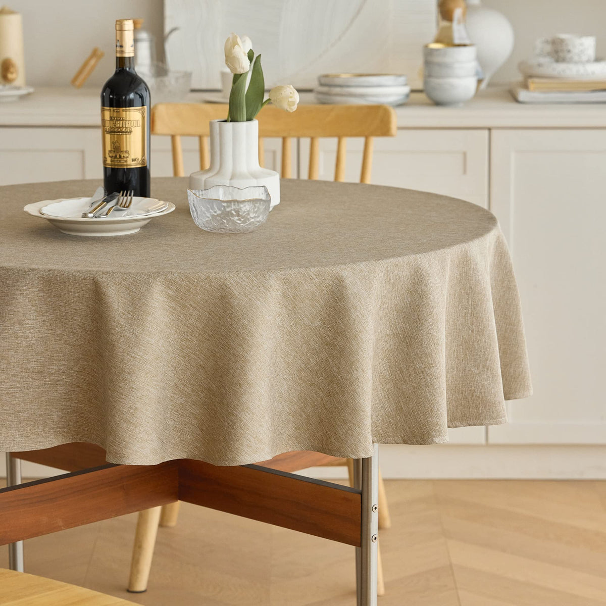 Decorelia Linen Textured Fall Tablecloth Rectangular Burnt Orange, 52"x70"